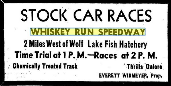 Whiskey Run Speedway (Whisky Run) - July 31 1949 Ad (newer photo)